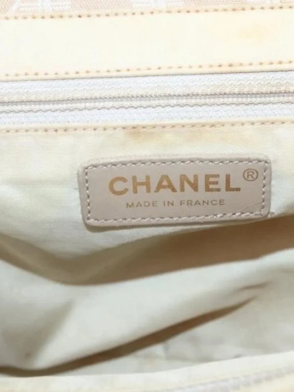 CHANEL New Travel Line Tote Bag Beige Gold CC Auth 145082
